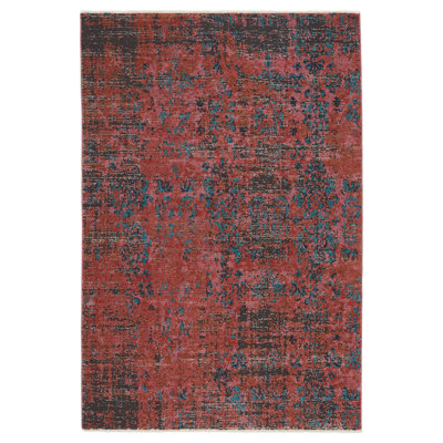 Tapis abstrait rouge / bleu sarcelle Getir