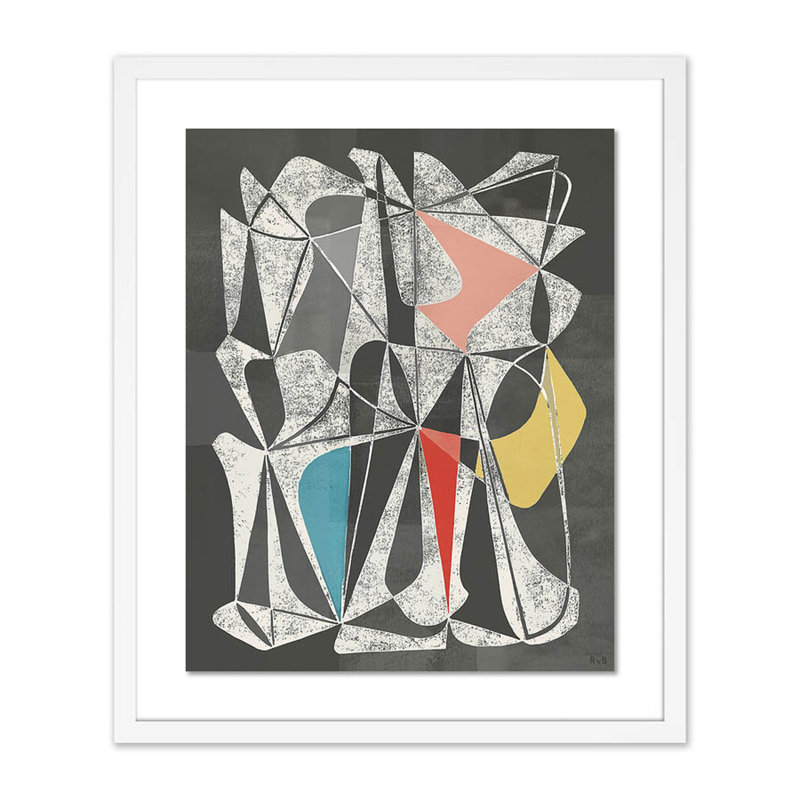 Vedene Print by Bangbouh Studio, 24" H x 20" W x 1.5" D, White, Light Gray/Red/White/Gold/Blue