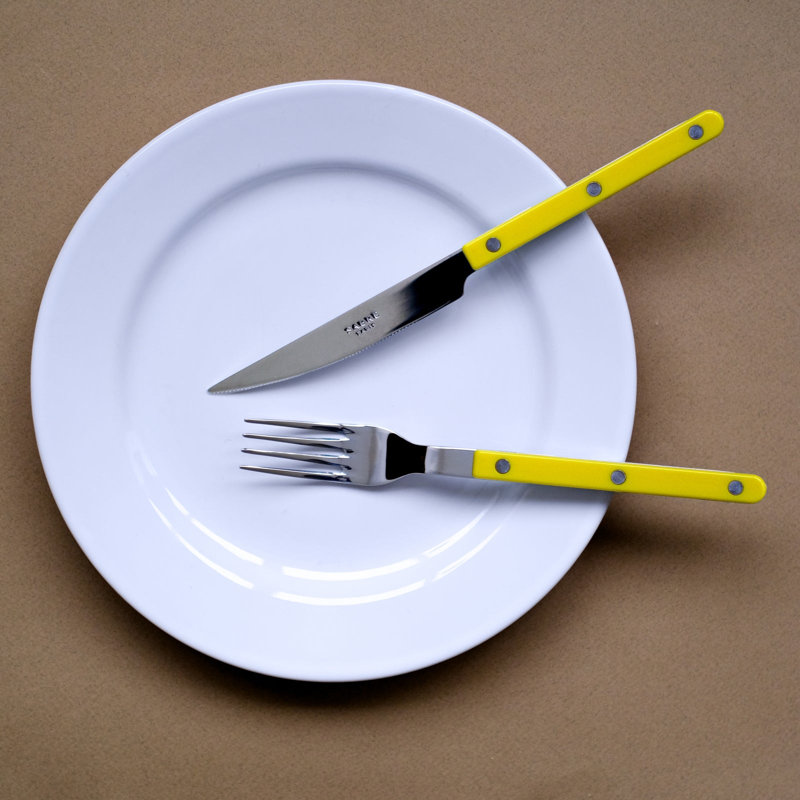 Bistrot Solid 4 - Piece Stainless Steel Flatware Set - Service for 1, Yellow