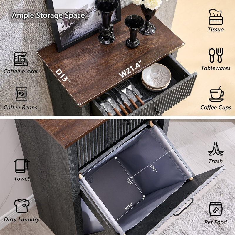 Modern Tilted Laundry Basket Cabinet
