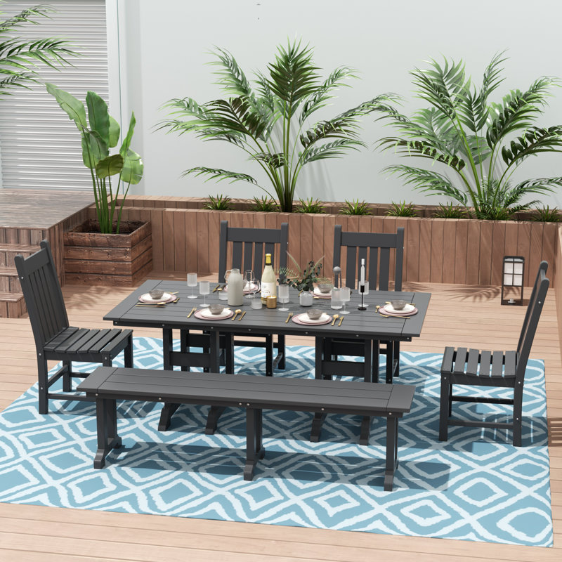 Laguna 6 - Person Patio Dining Set with Rectangular Table, Gray