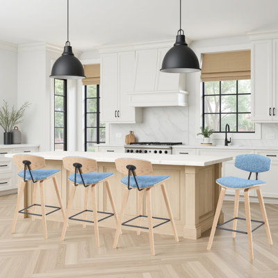 Tabouret de bar ou de comptoir moderne Bilgin Payton avec assise rembourrée et structure en bois