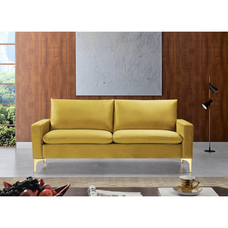 Cottleville 54.72'' Velvet Loveseat, Strong Yellow (Green Yellow), 33"H x 76" W x 31" D