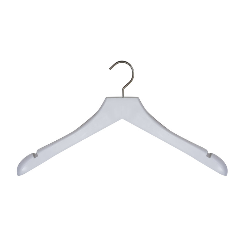 Cintre concave en bois pour veston / manteau, Blanc peu brillant