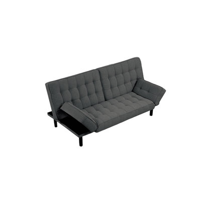 Futon Sofa Biscuit Tufting Seat Back 1Pc Sofa Adjustable Arm Rests Converts To Bed Couch
