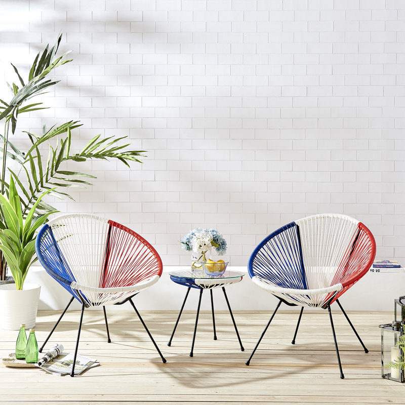 Warleigh 2 - Person Wicker Patio Dining Set with Round Table, Multicolour