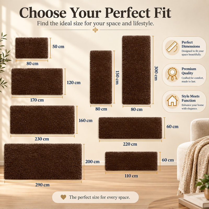 Rectangle Shag Washable, Brown, Rectangle 160 x 230 cm