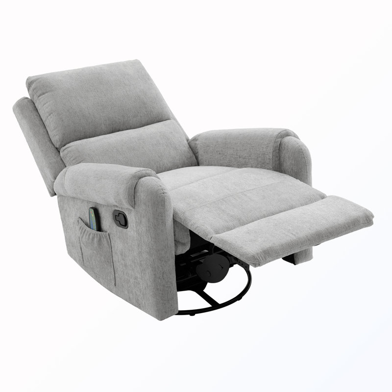 Fauteuil inclinable pivotant manuel avec pochette de rangement latérale, Chenille gris