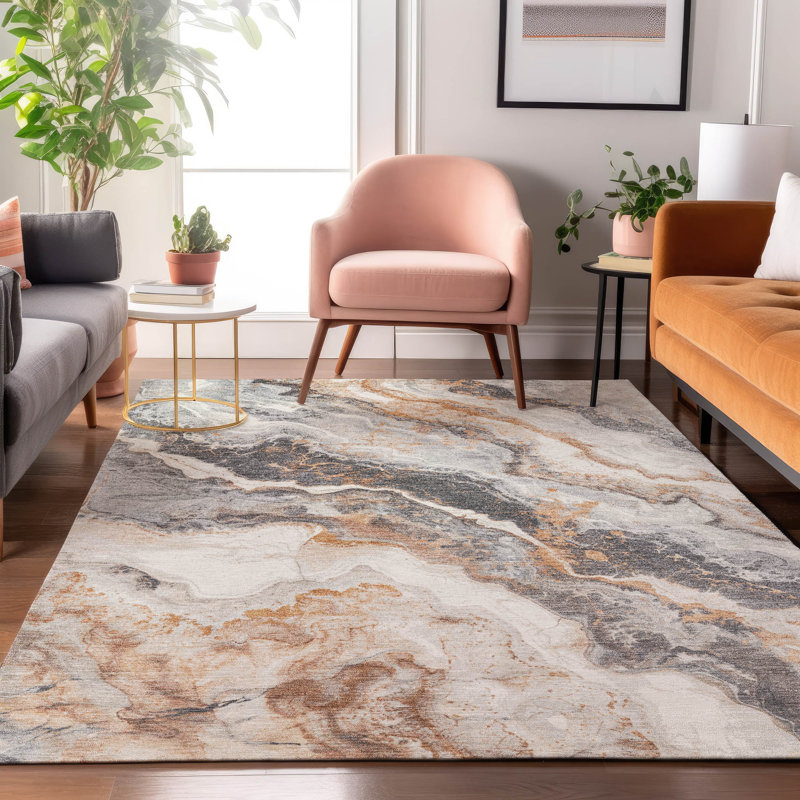 Premium Machine Washable Varroville AMF1709 Abstract Rug, Rectangle 8' x 10'
