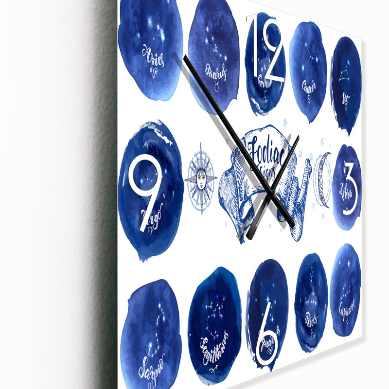 Collection d'astrologie sur fond bleu - Horloge murale moderne, Petit