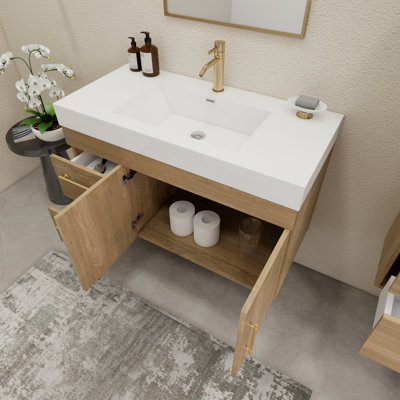 41.9" Wall-Mounted Single Bathroom Vanity Set