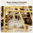 3-Tier Rolling Bar Cart with Wheels and Glass Holders, Mobile Serving Cart for Kitchen, Party, and Home Entertainment, Gold Metal Frame with Removable Fences