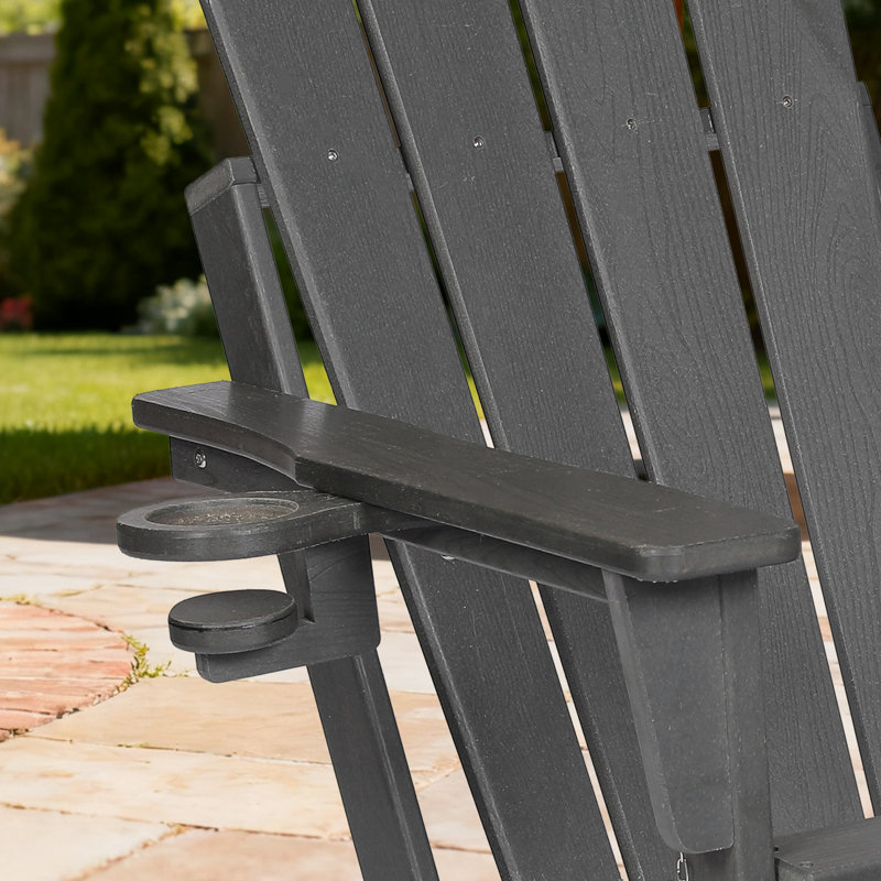 Chaises Adirondack pliantes Hdpe avec porte-gobelet (ensemble de 2), Gris