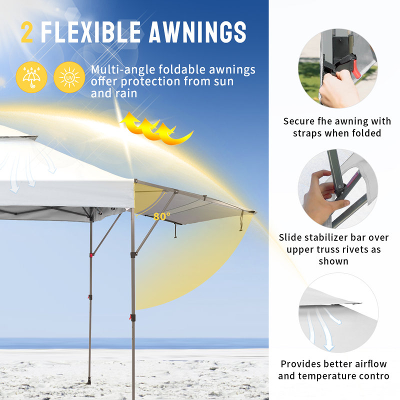 Commercial 10 Ft. W x 10 Ft. D Instant Pop-Up Canopy Tent with Extended Awning and Patented Centerlock Pink, Pink