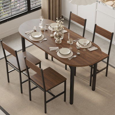 Ensemble de table de salle à manger 5 pièces pour 4 personnes, table de cuisine moderne avec 4 chaises pour la cuisine et la salle à manger, brun