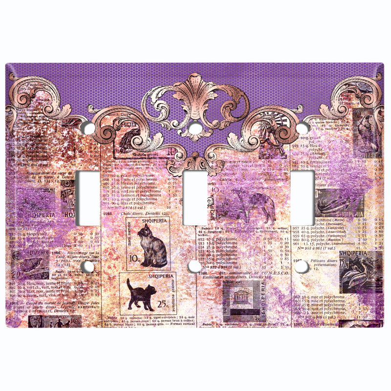 Patterned 3 - Gang Toggle Light Switch Standard Wall Plate
