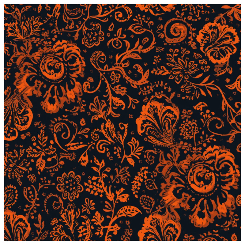 Édredon orange à motif floral, Grand lit