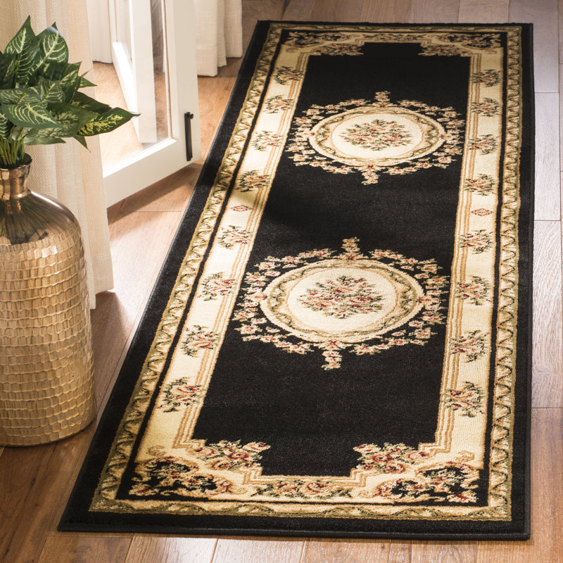 Tapis oriental Frasher Performance, Black/Ivory, Tapis de couloir 2 pi 3 po x 8 pi