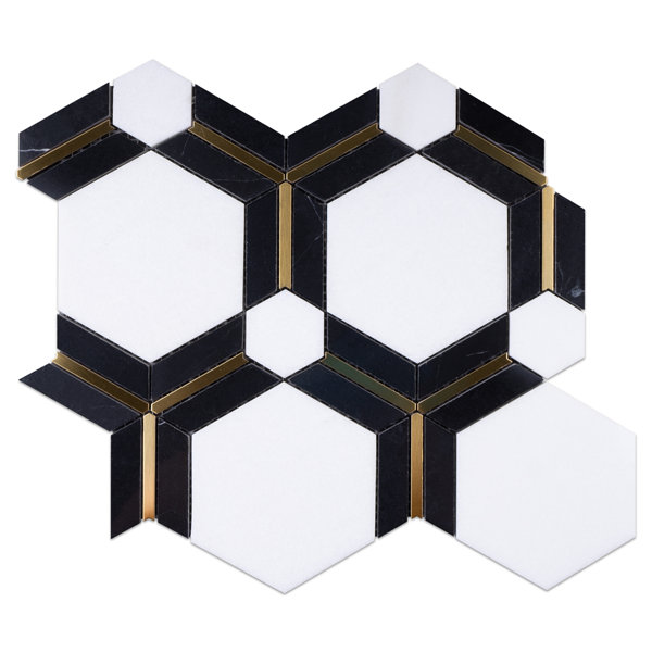 Natural Dorato 11.11 in. x 9.61 in. Hexagon Polished Marble Mosaic Tile