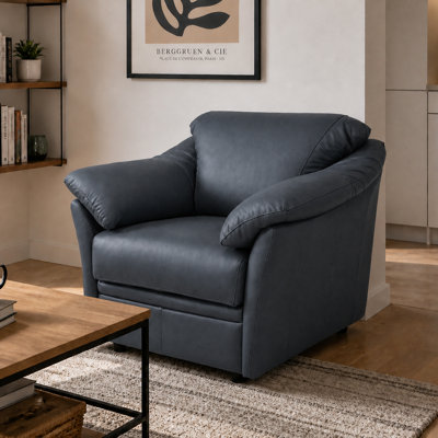 Ramdev Top Grain Leather Chair with Cushioned Back and Pillow Top Arm