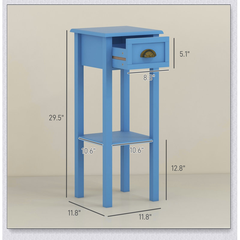 Table d'appoint à 2 niveaux avec tiroir et tablette, parfaite pour le rangement supplémentaire et les espaces de vie modernes