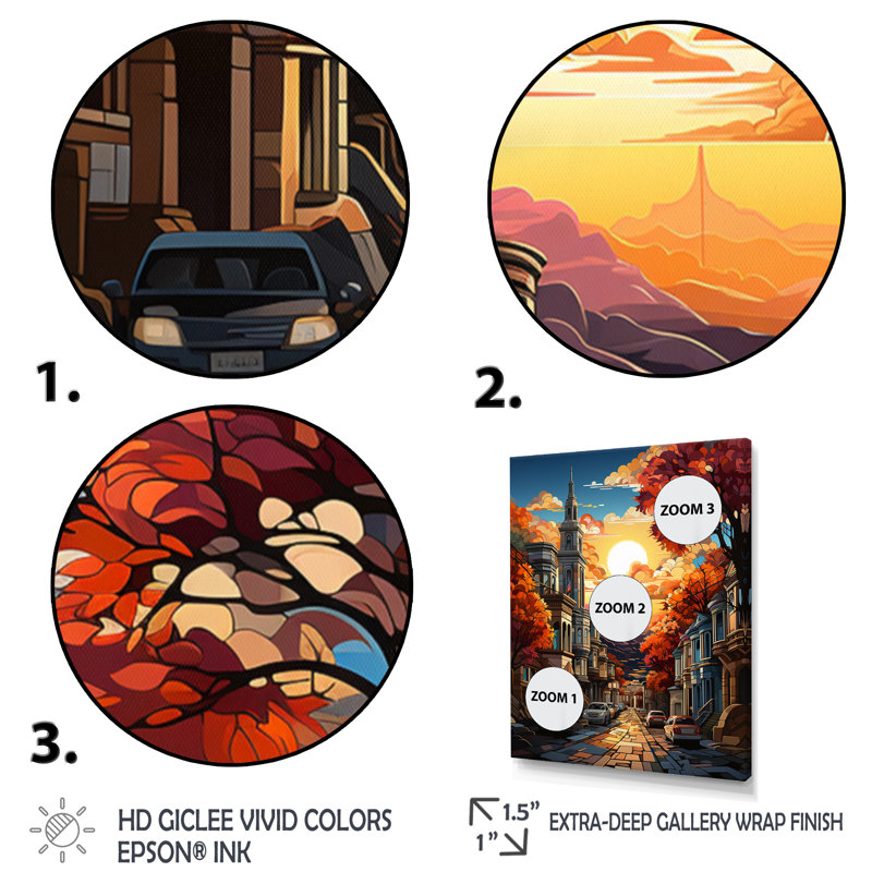 «Krishiv San Francisco City at Orange Sunset», reproduction sur toile, H 40 po x l 30 po x P 1,5 po, Toile tendue