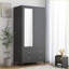 Commodes et amp; Armoires-penderie, armoire en métal rétro simple avec tiroirs, miroir et amp; Tringle suspendue - Gris foncé | Gris | Acier