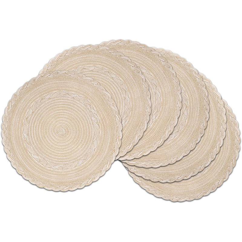 Elegant Braided Round Placemats - Set of 6
