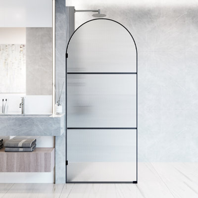 Écran de douche à cadre fixe l 34 "x H 78" avec verre cannelé 3/8 "Arden