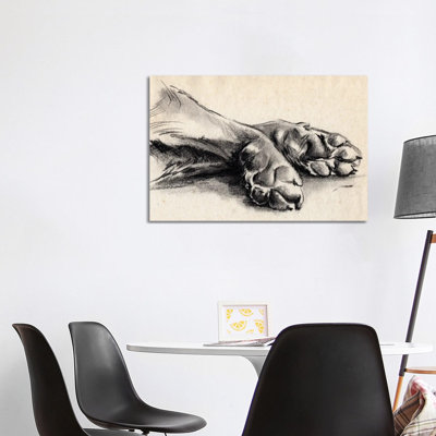 Charcoal Paws II by Jennifer Paxton Parker - Wrapped Canvas Painting