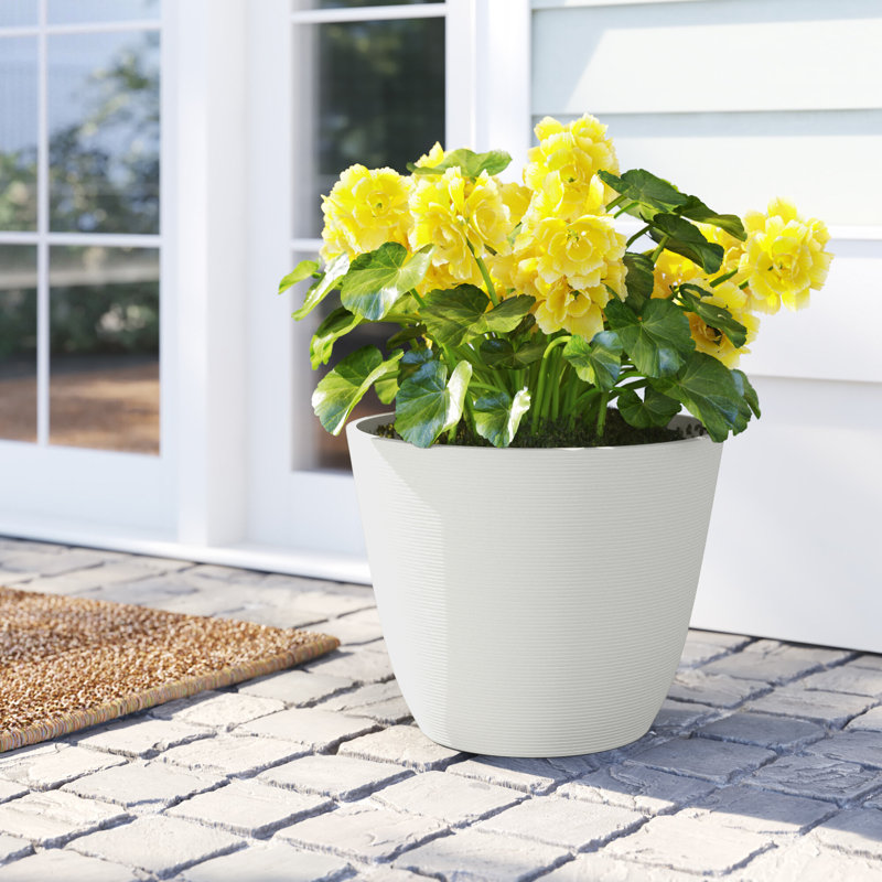 Pot de fleurs en plastique rond Cadence, Whitesand