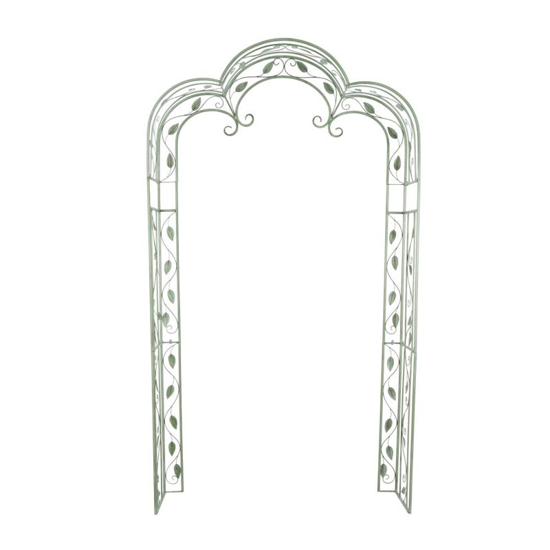 Green Metal Leaf Indoor Outdoor Arched Vine Indoor Outdoor Garden Arbor