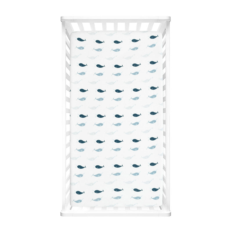 Drap-housse pour lit de bébé Narwhal