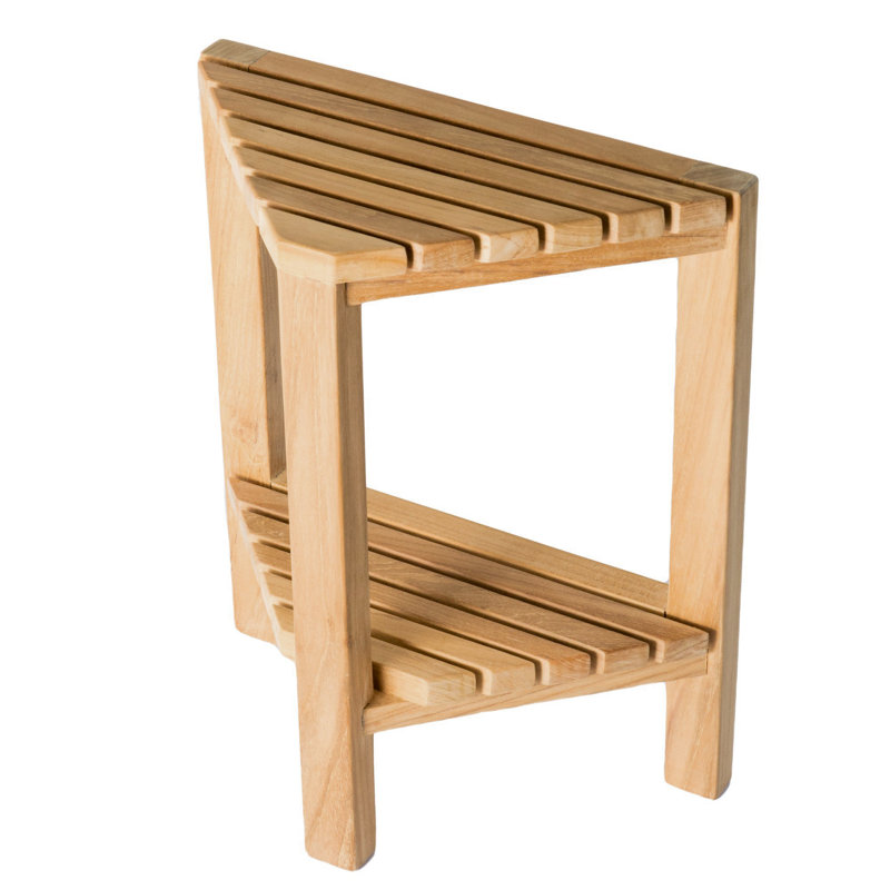Hieu 14.5'' W Teak Corner Shower Bench