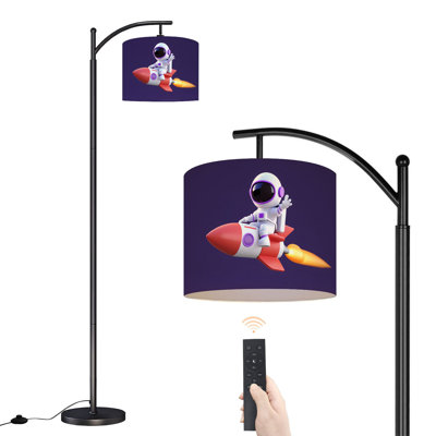 Lampe sur pied en arc Une jolie fusée avec des lumières DEL télécommandées Abat-jour réglables Hautes lampes de lecture pour salon de bureau