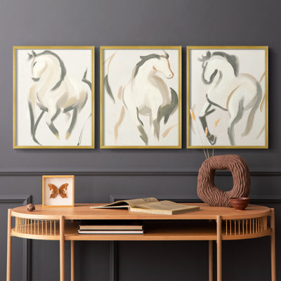 Equine  Series  CXVII  -Set Of 3 Framed Giclee Prints -Ready to Hang