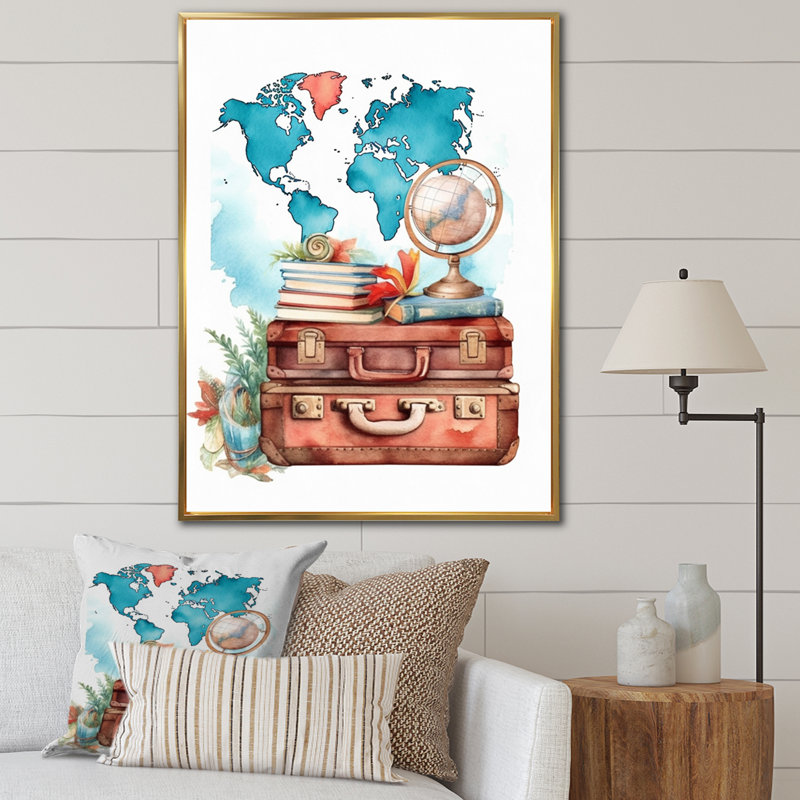 Voyage aventure II sur toile, Cadre flottant doré, H 32 po x l 16 po x P 1 po