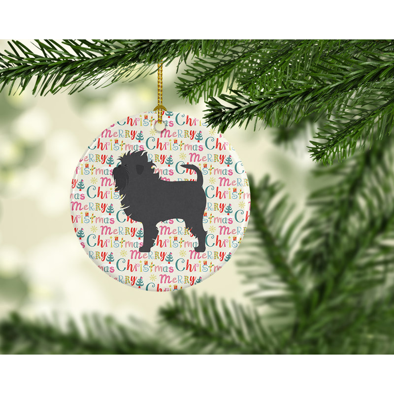 Ornement suspendu Affenpinscher Merry Christmas, Noir