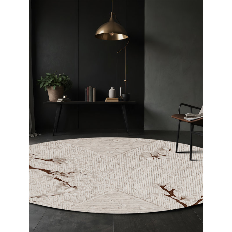 Machine Washable Gray Area Rug, Round 7'