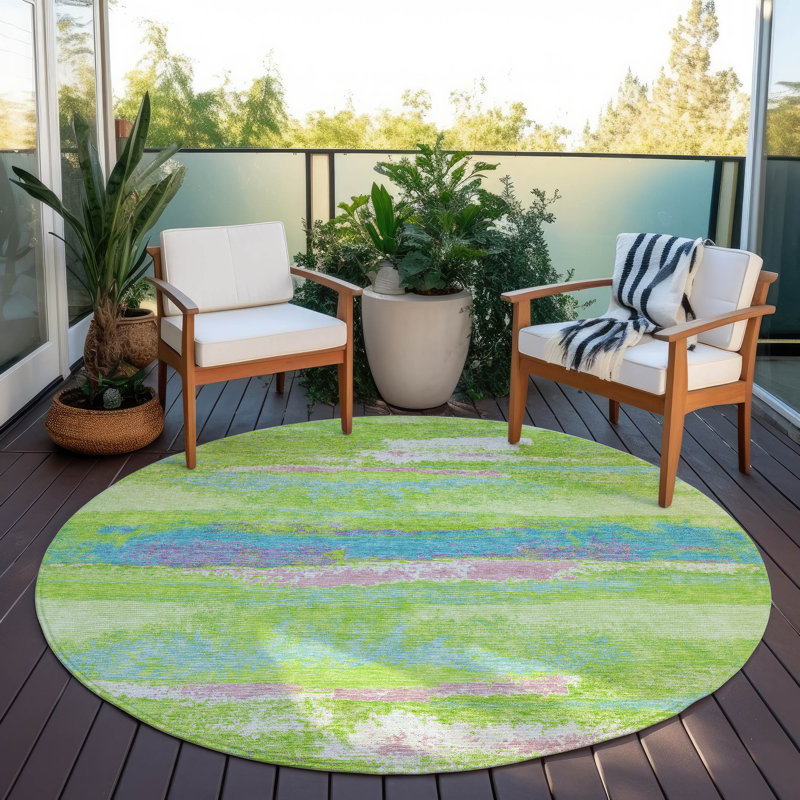 Aleighna Area Rug with Non-Slip Backing, Round 8'