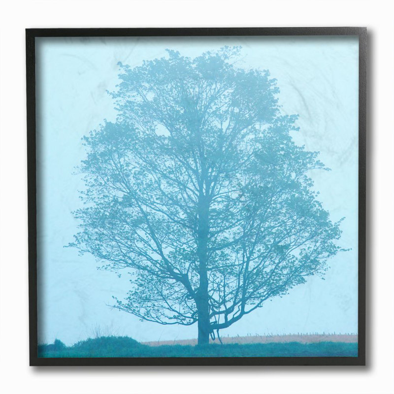 «Spring Tree Blue Sky Landscape» par James McLoughlin - impression d'art graphique, Giclée encadrée noir minuit
