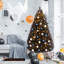 Arbre de Noël artificiel noir 6 pi avec 250 lumières DEL préinstallées, arbre de Noël pleine forme pour Halloween et Noël