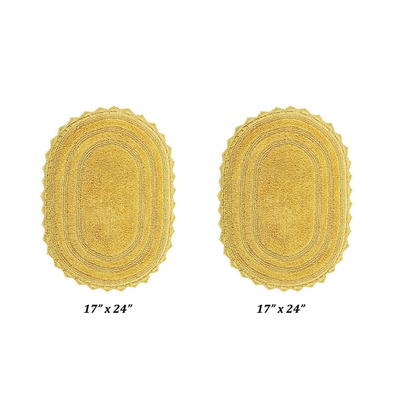 Tapis pour salle de bain 100% coton Janneli, réversible, super absorbant et très doux, Jaune