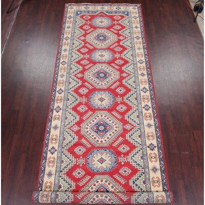 One-of-a-Kind Hand-Knotted 2010s Kazak Red/Blue 5'4"" x 15'10"" Runner Wool Area Rug -  Rugsource, 1-DEF-4044