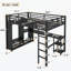 Metal Bed Frame with Built-in Wardrobe, Metal Bed with Desk and Storage Shelves-1299746450