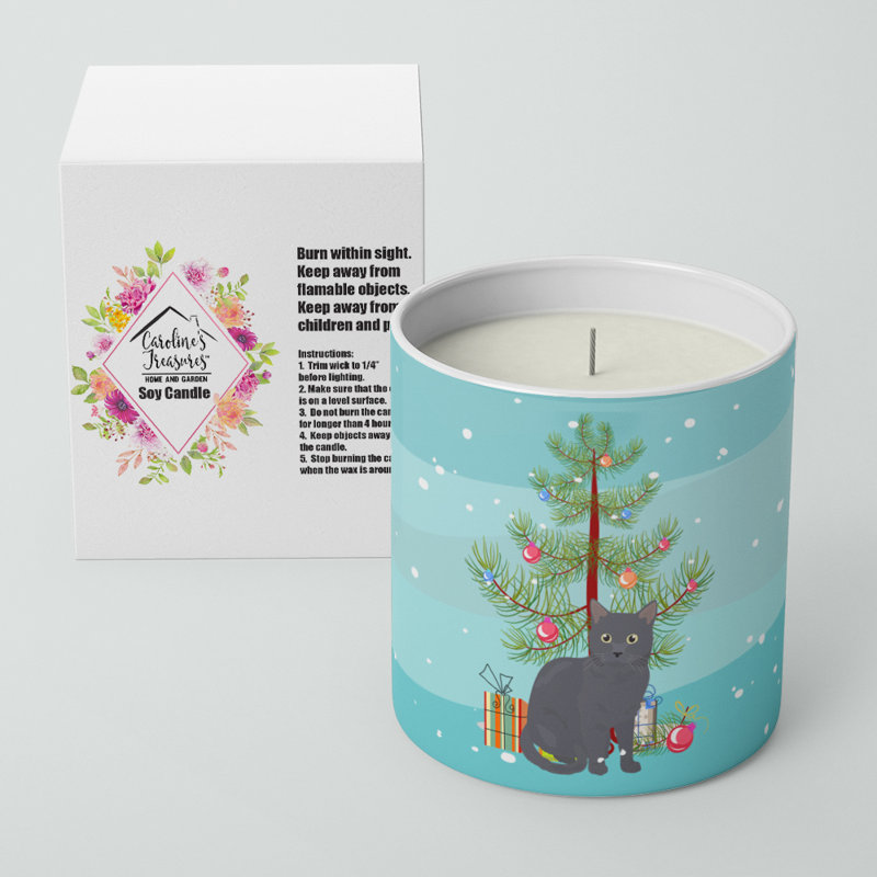 Bougie décorative 10 oz Nebelung Cat Merry Christmas