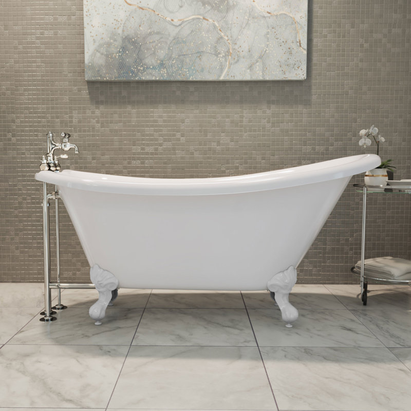 61" x 28" Freestanding Soaking Acrylic Bathtub