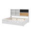 Lit de jour double avec tablettes de rangement, tableau noir, tableau de liège, ports USB et lit gigogne simple