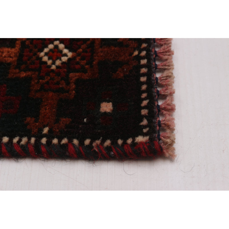 Baluch Black, Red Rug 3'10" x 9'5"