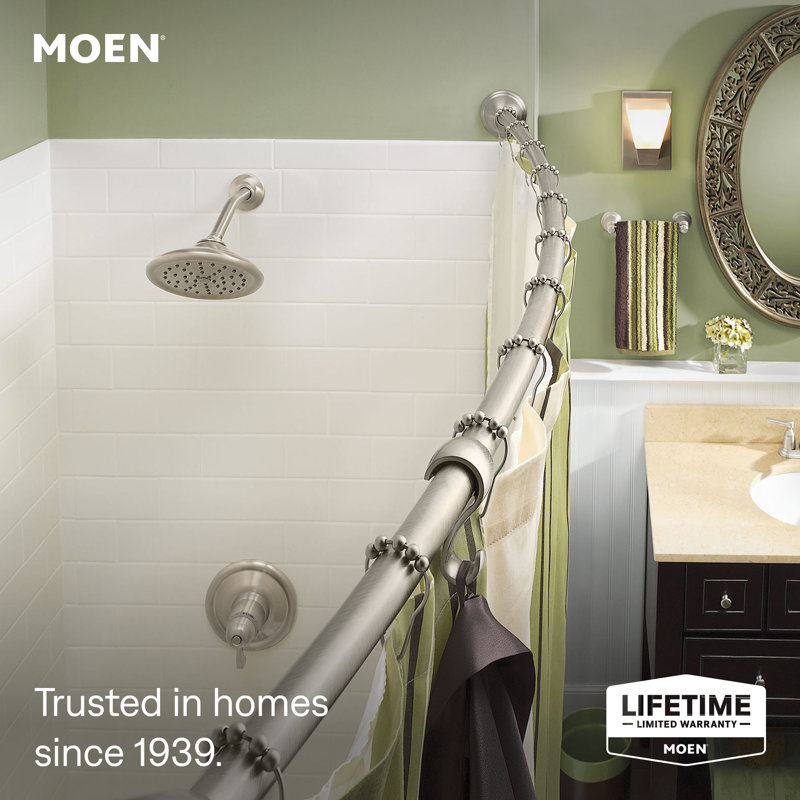 Moen 54-Inch to 72-Inch Adjustable Length Fixed Mount Single Curved Shower Curtain Rod, Brushed Nickel